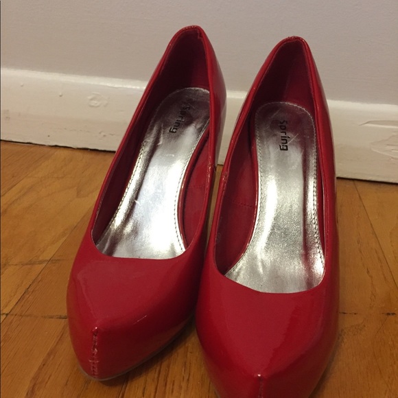 Spring Red Pumps Heels 6.5 - Picture 2 of 4